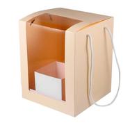 BAZEITFLOW Caja para Flores Transparente Plegable Grande Color Beige para Bodas Caja para Embalar Flores Ventana Portátil y Decorativa