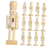 BAZEITFLOW Cascanueces Inacabado De Madera Miniatura 12 Piezas Blanco Sin Pintar Decoración Navideña DIY para Hogar y Sala De Estar