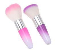 BAZEITFLOW Cepillo De Polvo Para Uñas Suave 2 Piezas Tamaño Compacto Color Rosa y Morado Limpiador De Polvo Para Manicura Profesional y Personal Sin Caída Para Decoración De Uñas