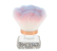 BAZEITFLOW Cepillo para Polvo de Uñas Cerdas Sintéticas Suaves Cabezal Redondo Transparente Forma de Flor Brocha Esponjosa para Manicura y Pedicura Herramienta Multifuncional Rosa para