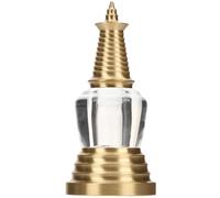 BAZEITFLOW Colgante de Estupa Sarira de Latón Hueco de 8 CM Colgante Decorativo de Pagoda Blanca Diseño Desmontable Accesorio Espiritual para Joyería y Decoración Budista