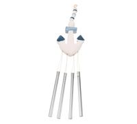 BAZEITFLOW Colgante Decorativo Estilo con de Hierro y Campana de Viento de Madera Decoración Marítima para Azul Oscuro Accesorio y Duradero para Sala Dormitorio o Ventana