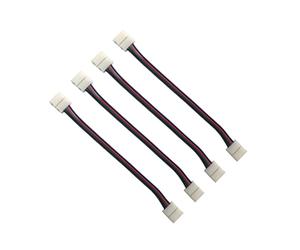 BAZEITFLOW Conector de Tira de Luz LED Rgb 4 Pines sin Soldadura 10 Mm para Tiras 5050/3528/5630, Adaptador Puente Plástico Ignífugo Compatible Iluminación de Riel, Paquete 4 Piezas
