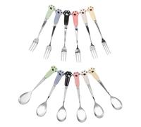 BAZEITFLOW Cuchara y Tenedor para Comida de Mascotas 12 Piezas Acero Inoxidable Mango Largo Set Multicolor Utensilios para Perros y Gatos Alimentación Interior y Exterior