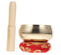 BAZEITFLOW Cuenco Tibetano De Cobre Martillado 8 Cm Con Mazo De Madera y Cojín Para Meditación, Yoga y Relajación - Juego De Cuencos De Sonido Budista Estilo Nepalí Para Terapia y Música Meditativa