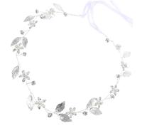 BAZEITFLOW Diadema de Novia con Plateadas y Cinta de Raso Accesorios para Pelo Mujer Bodas Adornos Delicados para Cabello de Novia y Damas de Honor Estilo Elegante y Ligero para Ocasiones