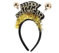 BAZEITFLOW Diadema Feliz Año con Tiara Brillante Accesorio de Pelo Dorado para Fiesta y Cotillón de Fin de Año Tocado Unisex para Decoración y Fotos