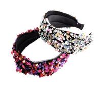 BAZEITFLOW Diadema Mujer Doble Capa Cruzada con y Lentejuelas Moradas para Fiestas y Diario Accesorio para Cabello Femenino