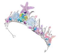 BAZEITFLOW Diadema para Niñas Pequeña de Metal con Brillantes de Imitación Diseño Sirena Estilo Océano Accesorio para Fiesta Cumpleaños y Cosplay Diadema Divertida y Elegante