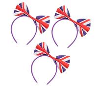 BAZEITFLOW Diademas Lazo Pelo 3 Unidades Tamaño Grande Diseño Bandera Reino Unido para Aficionados al Fútbol Fiesta y Festival Accesorios para Mujer y Niña