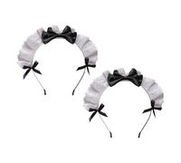 BAZEITFLOW Diademas para Cabello de Niñas 2 Pcs Estilo Lolita Lazo Negro de Encaje Ligeras y Cómodas para Fiestas Cosplay y Decoración Femenina