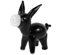 BAZEITFLOW Escultura de Burro de Vidrio Soplado Negro Diseño de Burro Caricatura, Decoración para Estante y Gabinete de Curiosidades, Figura de Cristal Moderna y Resistente