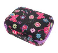 BAZEITFLOW Estuche Organizador de Aceites Esenciales Rígido 15 Compartimentos 10 Ml Protección Anticaídas para Viaje Portabotellas Roll-on Negro Estampado de Mariposas y Cierre Morado