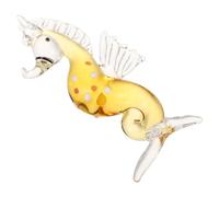 BAZEITFLOW Figura de Caballito de Mar en Cristal Amarillo Dorado Miniatura Decorativa de Animales Marinos Adorno para Acuario y Decoración Costera Figura Diminuta para Hogar y Oficina
