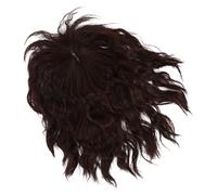 BAZEITFLOW Flequillo Postizo Rizado para Mujer 25 CM Color Marrón Oscuro Pieza de Repuesto sin Costuras para Cubrir Canas Extensiones de Cabello Clip Adecuado para Uso Diario y Eventos