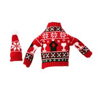 BAZEITFLOW Funda Navideña para Botella de Vino Decorativa Roja, Mini Funda Reutilizable de Punto, Ropa Tejida para Botellas, Adecuado para Fiestas y Decoración Festiva de Navidad, 1 Unidad