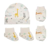 BAZEITFLOW Funda para pies para el hogar para bebé recién nacido, guantes y gorro de algodón, 1 juego, protección antiarañazos, accesorios para bebé, invierno