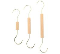 BAZEITFLOW Ganchos en Forma de S de Madera y Metal Dorado 3 Piezas (23 Cm, 28 Cm, 33 Cm) Multiusos para Colgar Bolsos Cruzados y Organizar Cocina y Armario