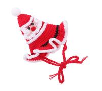 BAZEITFLOW Gorro Navideño de Punto para Perros y Gatos con Barboquejo Ajustable Mini Gorro Rojo de Papá Noel con Pompón Accesorio Festivo para Fotos y Celebraciones de Mascotas