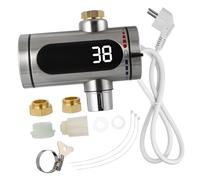 BAZEITFLOW Grifo Eléctrico Instantáneo de Acero Inoxidable para Cocina con Calentador sin Tanque y Pantalla LED Digital Agua Caliente al Instante hasta Resistente y Seguro para Uso