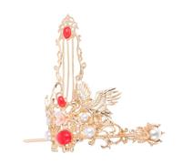 BAZEITFLOW Horquilla China Pelo Estilo Antiguo Tamaño Mediano Diseño de Grulla Dorada para Mujer Boda Fiesta y Banquete Accesorio Ligero y Elegante