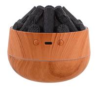 BAZEITFLOW Humidificador Portátil Pequeño de Mesa Diseño Imitación Veta de Madera y Efecto Llama de Carbón Capacidad 300 Ml Luz Nocturna Independiente Adecuado para Dormitorio Oficina y