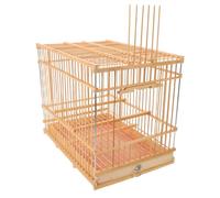Bazeitflow Jaula De PáJaros De Bambú Rectangular 11.41X9.44X7.87In con Gancho Y Bandeja ExtraíBle Jaula PortáTil para Loros Periquitos Y Pinzones DiseñO Vintage para JardíN Y Viajes