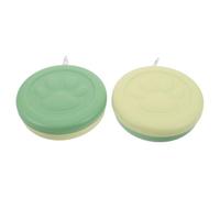 BAZEITFLOW Juego de 2 Cuencos Portátiles para Perros Pequeños, Tazón de Agua y Comida para Mascotas al Aire Libre, Tamaño L 15x14 Cm, Plástico Duradero en Verde y Verde Claro, Adecuado