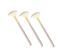 BAZEITFLOW Juego de Pinceles de Maquillaje 3 Piezas Tamaño Pequeño Abanico Fibra Sintética para Aplicación Facial Profesional y Diaria Kit de Brochas para Maquillaje