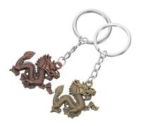 BAZEITFLOW Llavero Colgante de Dragón Chino Metálico Vintage 2 Piezas en Rojo y Verde Cobre Adornos para Bolsos Mochilas y Llaves Accesorios Decorativos para Festivales y Coche