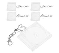 BAZEITFLOW Llavero Mini CD Transparente Acrílico 5 Piezas Estuche Vacío Cierre Corazón para Fans y Decoración DIY