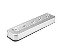 BAZEITFLOW Luz de Armario LED Sensor de Movimiento, Luz Nocturna Inalámbrica, Barra 5 Led, Plástico Plateado, para Cajones y Escaleras, 0.3w, Funciona Pilas, Instalación sin Herramientas