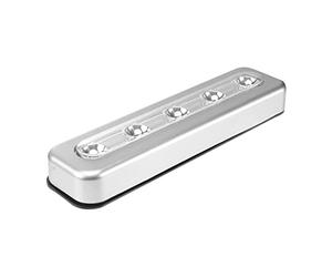BAZEITFLOW Luz de Armario LED Sensor de Movimiento, Luz Nocturna Inalámbrica, Barra 5 Led, Plástico Plateado, para Cajones y Escaleras, 0.3w, Funciona Pilas, Instalación sin Herramientas
