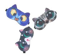 BAZEITFLOW Máscara para Dormir Diseño de Animales de Dibujos Animados Antifaz Nocturno Suave de Felpa Bloqueo Total de Luz Set de 3 Unidades Gato Gris Claro Gato con Alas