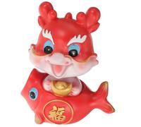 BAZEITFLOW Miniatura Dragón Decorativo de Resina para Salpicadero Figura Bobblehead Roja de Dragón Suerte Adorno Hogar y Coche Estatua Resistente y Atractiva para Decoración Navideña
