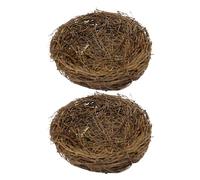 BAZEITFLOW Nidos de Pájaro de Ratán Tejido a Mano 12 CM 2 Piezas Decoración para Jardín y Exterior Nido Artesanal Pequeño para Manualidades y Cría Diseño Natural y Resistente