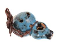 BAZEITFLOW Ocarina de Cerámica Azul Esmaltado con 6 Agujeros, Tono Alto C, Forma Calabaza Pequeña, Instrumento Musical para Meditación, Educación Musical y Principiantes,