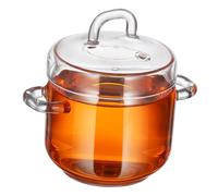 BAZEITFLOW Olla de Vidrio para Sopa 350 Ml Mediana con Tapa Resistente al Calor para Cocina Profesional Restaurante Hogar