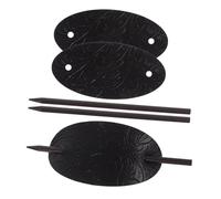 BAZEITFLOW Pasadores De Cuero Con Palo Para Moños 3 Unidades Tamaño Mediano Soporte Para Moño Largo Mujeres Cabello Ondulado y Liso Accesorios De Tocado Negro