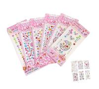 BAZEITFLOW Pegatinas Adhesivas de Gemas Faciales para Niños Gemas de Imitación Acrílicos, 6 Hojas sin Residuo, Seguras para Fiestas Nocturnas y Halloween