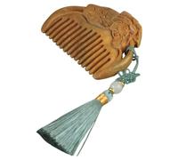 BAZEITFLOW Peine de Madera para Pelo Mujer 1 Unidad Mini Tamaño Portátil Masajeador Antitirones Grabado Floral Hogar y Viaje
