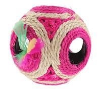 BAZEITFLOW Pelota Interactiva de Sisal para Gatos Juguete Molar de Huecos para Mantener Mascota y Feliz Color Rosa