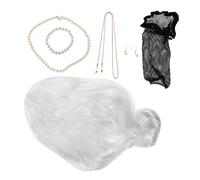 BAZEITFLOW Peluca de Anciana Realista para Mujer Pelucas Plateadas Grises para Señora Mayor Conjunto de Disfraz con Accesorios para Fiesta de Disfraces Halloween Cosplay de Abuela