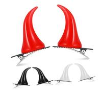 BAZEITFLOW Pinzas Cabello Cuernos De Demonio De Resina, 6 Unidades (,), Sujetadores De Cocodrilo Para Cabello Fino, Accesorios De Halloween y Cosplay Festivo