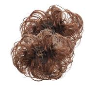 BAZEITFLOW Pinzas para Moño Postizo Marrón de Fibra Rizada y Natural, 2 Piezas Estilo Despeinado para Mujeres, Accesorios para Peinados Elegantes y Voluminosos