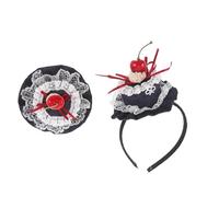 BAZEITFLOW Pinzas Pelo para Niñas Pequeñas Diadema de Pastel de Cumpleaños, Juego 2 Piezas de Accesorios Creativos de Tela Vaquera Forma de Cereza para Fiesta Infantil y Festival