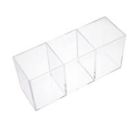 BAZEITFLOW Portalápices Acrílico Transparente Multifuncional 3 Compartimentos Soporte Para Brochas De Maquillaje Organizador Para Escritorio Oficina Hogar