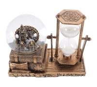 BAZEITFLOW Reloj de Arena Vintage de Resina y Vidrio Bola de Cristal Musical Retro con Luz y Música Adorno Decorativo para Escritorio y Oficina Decoración Creativa Hogar