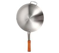 BAZEITFLOW Sartén de Acero Inoxidable con Mango de Madera Sartén para Cocinar de para Cocinas de Gas y Eléctricas para Saltear y Freír Casa