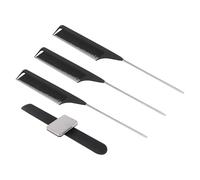 BAZEITFLOW Set Profesional de Peluquería Pulsera Porta Horquillas Magnética Negra y 3 Peines de Punta para Uso en Salón y Hogar, Herramienta Práctica para Peinar y Organizar Accesorios